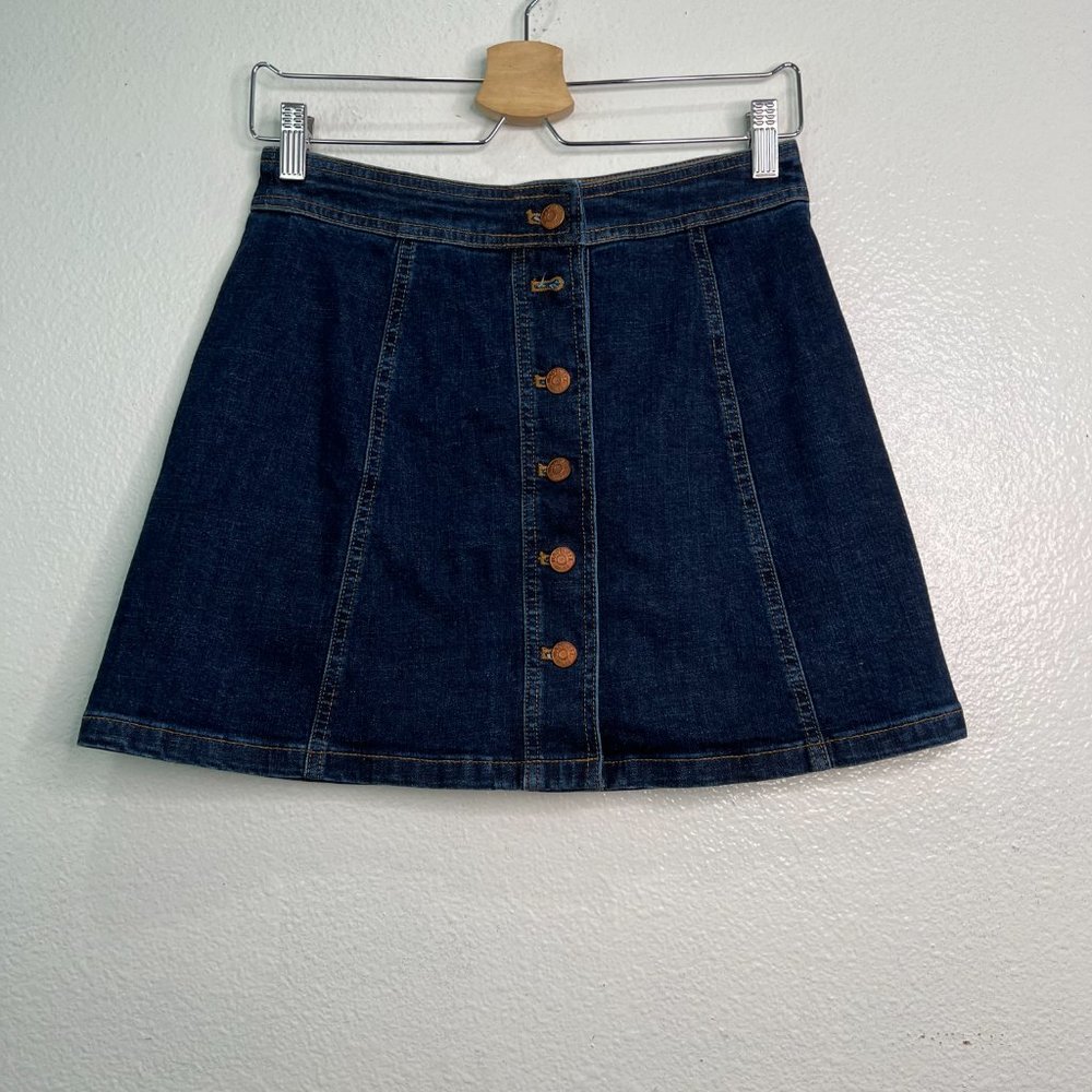 Madewell Denim Mini Skirt Button Front Dark Wash Size 2 - Picture 3 of 8